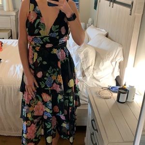 Flowy black dress with flowers!